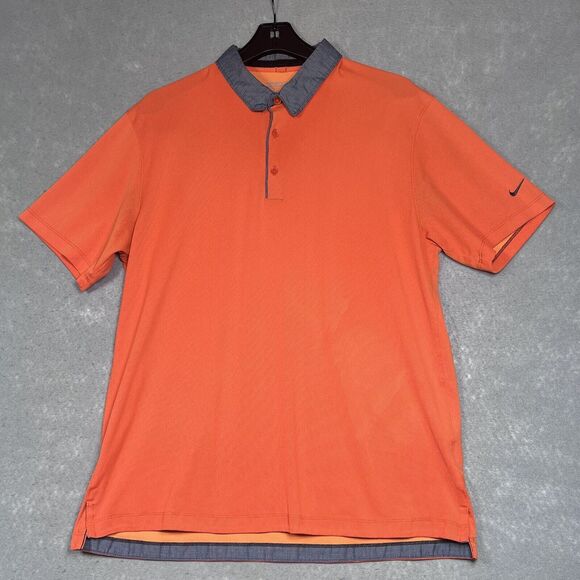 Nike Dri-Fit Polo Shirt Men’s Large Golf Performance Classic Short Sleeve Orange - Picture 1 of 9